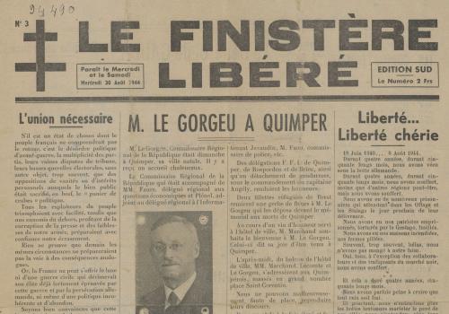 Journal le Finistère libéré, 30 août 1944