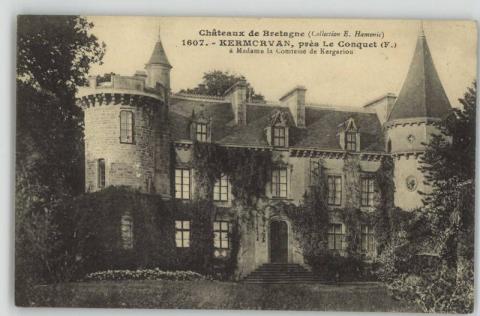 Ploumoguer. Collection de cartes postales : châteaux de Bretagne, Kermorvan (2 Fi 201/1)